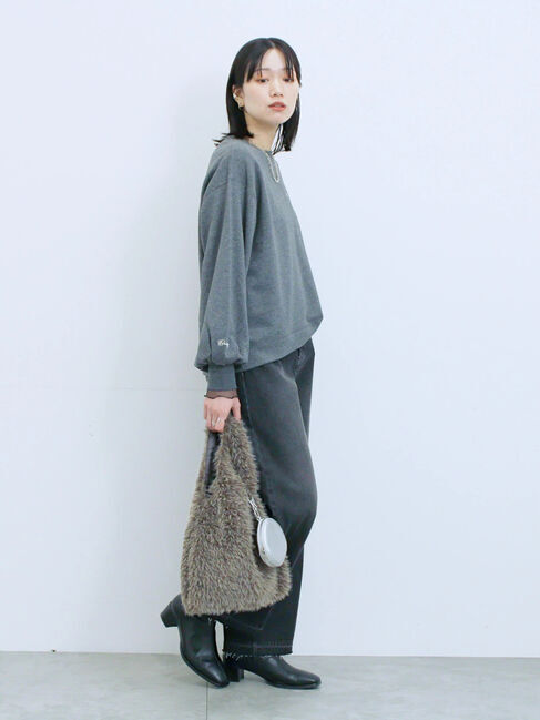 Samansa Mos2 blue「膨れジャガード袖チュールプルオーバー」|Tシャツ・カットソー|