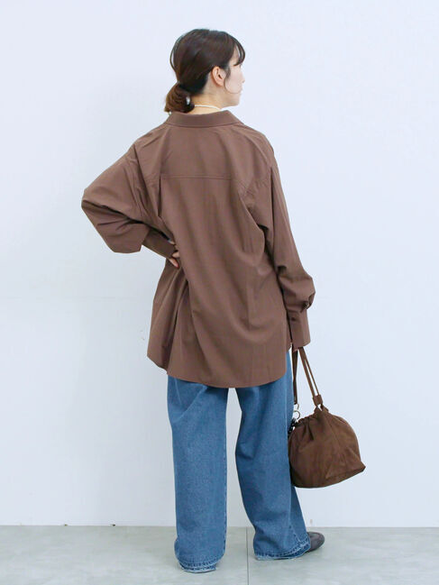 Samansa Mos2 blue「◎マットサテンタックシャツ」|シャツ・ブラウス|