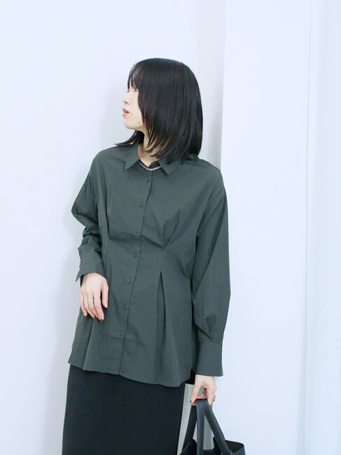 Samansa Mos2 blue「◎マットサテンタックシャツ」|シャツ・ブラウス|