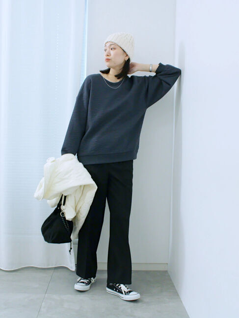 Samansa Mos2 blue「ジャガードダンボールプルオーバー」|Tシャツ・カットソー|