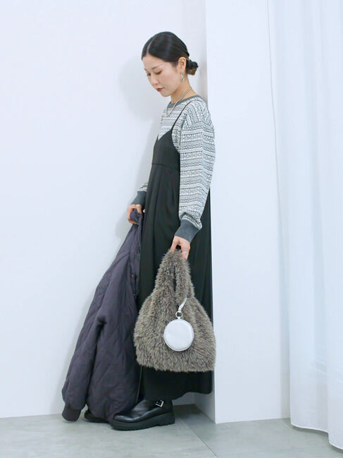 Samansa Mos2 blue「タック入りコクーンジャンスカ」|ワンピース|