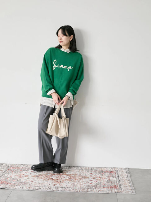 Samansa Mos2 blue「【Hug knit】ロゴプルオーバー」|ニット・セーター|