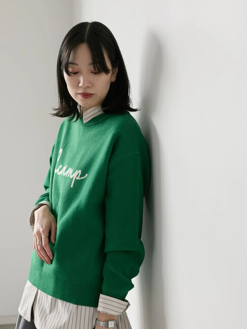 Samansa Mos2 blue「【Hug knit】ロゴプルオーバー」|ニット・セーター|