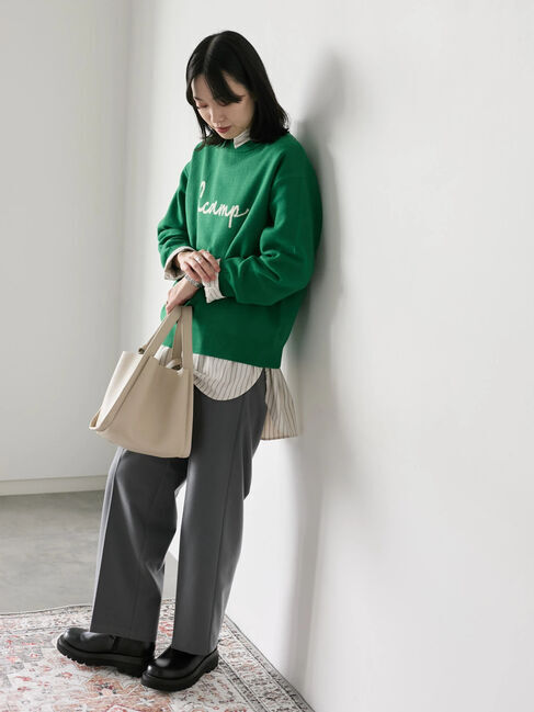 Samansa Mos2 blue「【Hug knit】ロゴプルオーバー」|ニット・セーター|