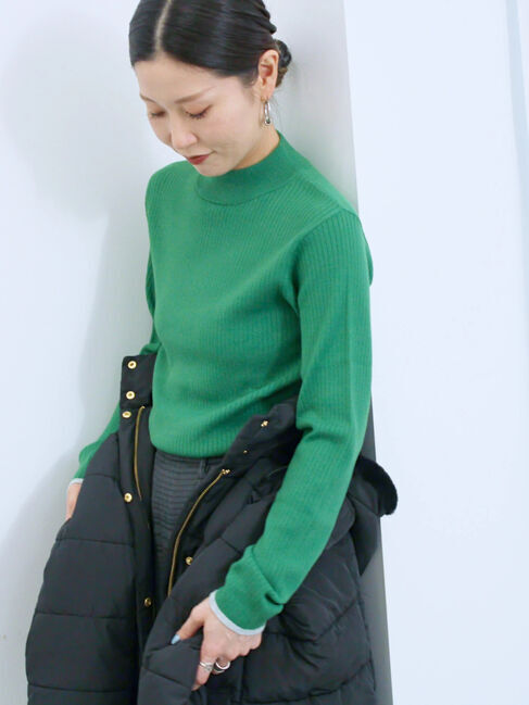 Samansa Mos2 blue「【Hug knit】リブハイネックプルオーバー」|ニット・セーター|