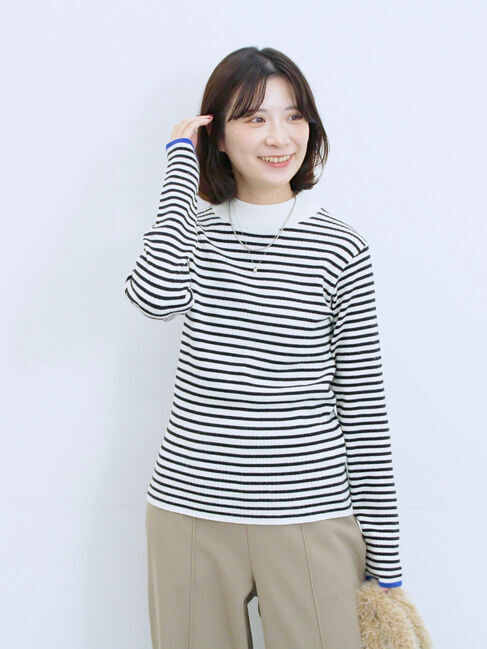 Samansa Mos2 blue「【Hug knit】リブハイネックプルオーバー」|ニット・セーター|