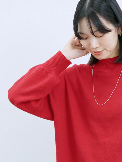 Samansa Mos2 blue「【Hug knit】袖ボリュームハイネックプルオーバー」|ニット・セーター|