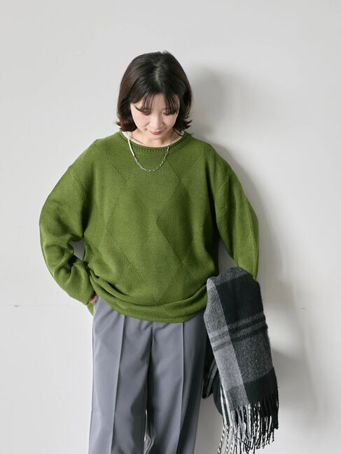 Samansa Mos2 blue「◎スクエア編みニット」|ニット・セーター|