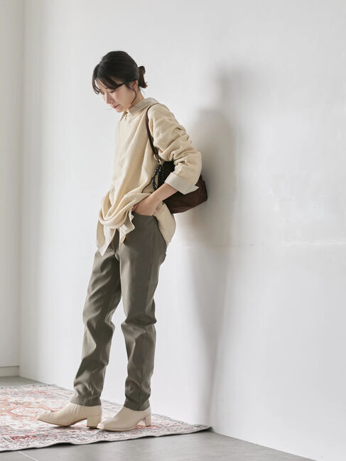 Samansa Mos2 blue「裏起毛ストレッチパンツ」|その他|