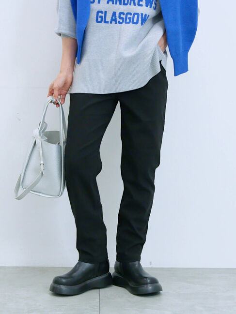 Samansa Mos2 blue「裏起毛ストレッチパンツ」|その他|ブラック