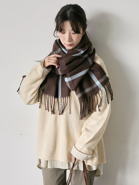 Samansa Mos2 blue「チェックマフラー」|その他|