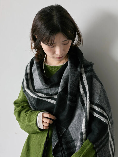 Samansa Mos2 blue「チェックマフラー」|その他|