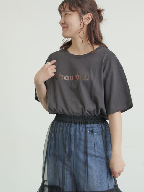 Samansa Mos2「[接触冷感]箔プリントTシャツ」|Tシャツ・カットソー|