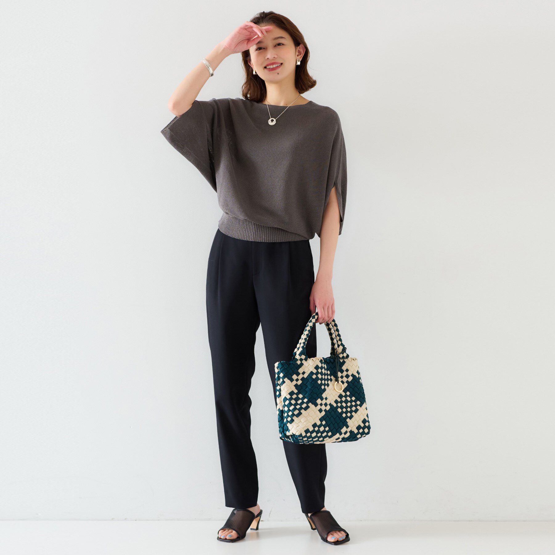 UNTITLED「【体型カバー/清涼感】ドルマンスリーブ プルオーバーニット」|ニット・セーター|