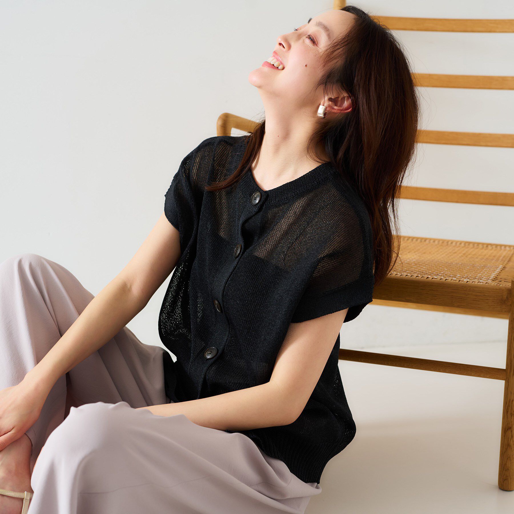 UNTITLED「【前後2WAY/清涼感】コクーンシルエット プルオーバーニット」|ニット・セーター|