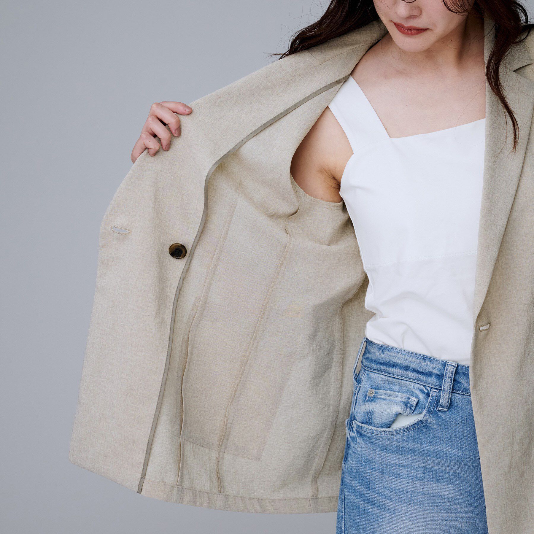 UNTITLED「【吸水速乾/洗える】ハーフスリーブジャケット」|テーラードジャケット|