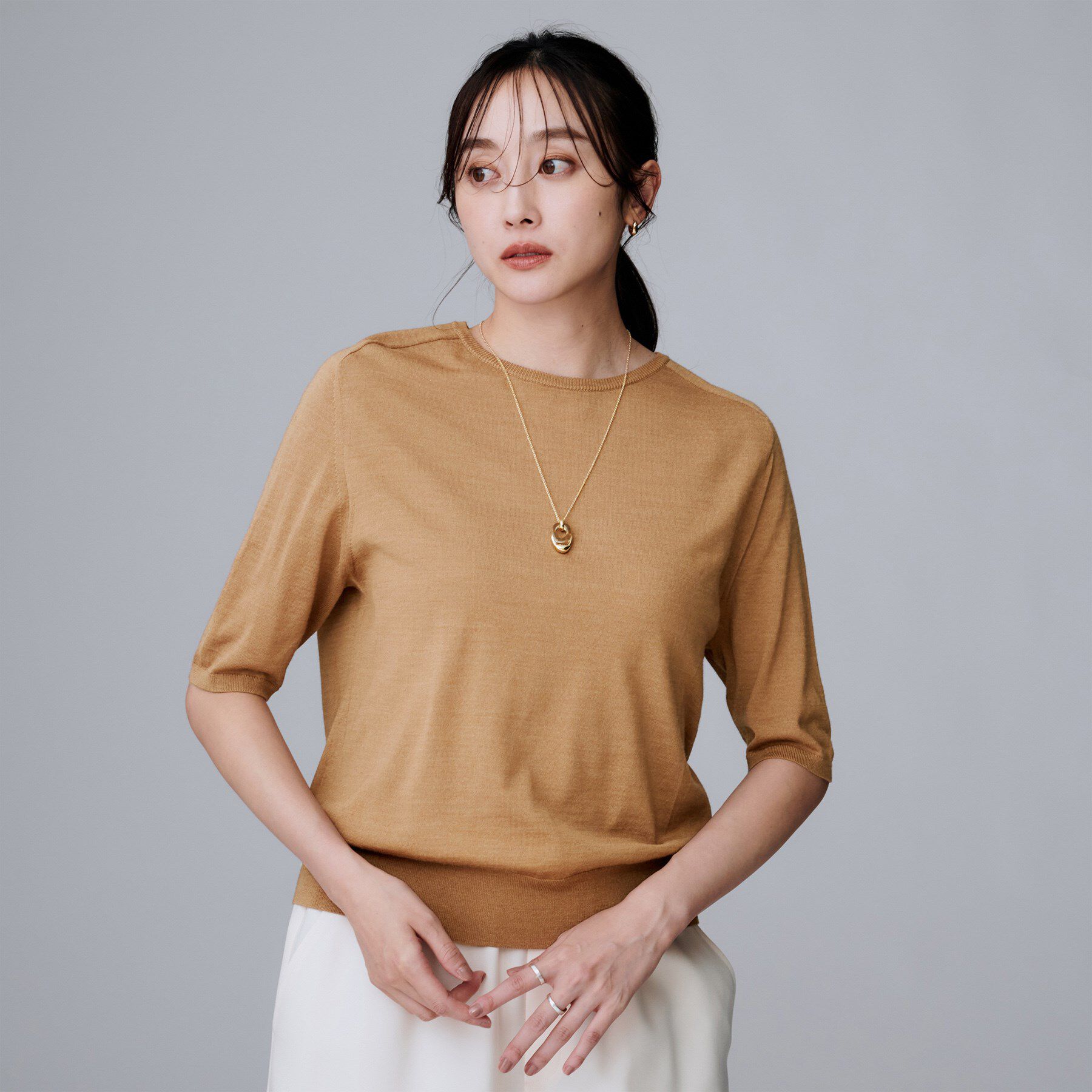 UNTITLED「【アンサンブル可/六分袖/洗える】ウールシルクニット」|ニット・セーター|