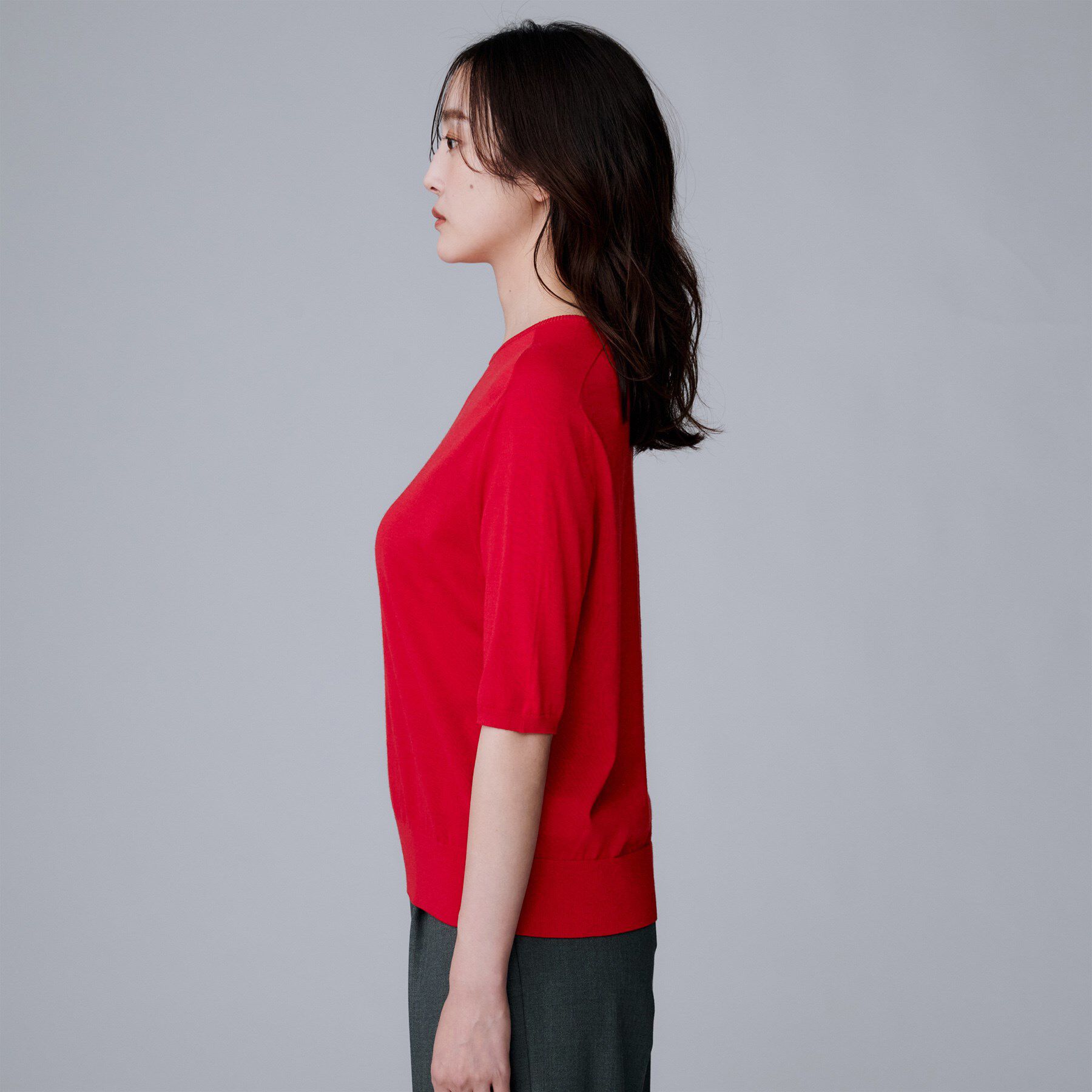 UNTITLED「【アンサンブル可/六分袖/洗える】ウールシルクニット」|ニット・セーター|