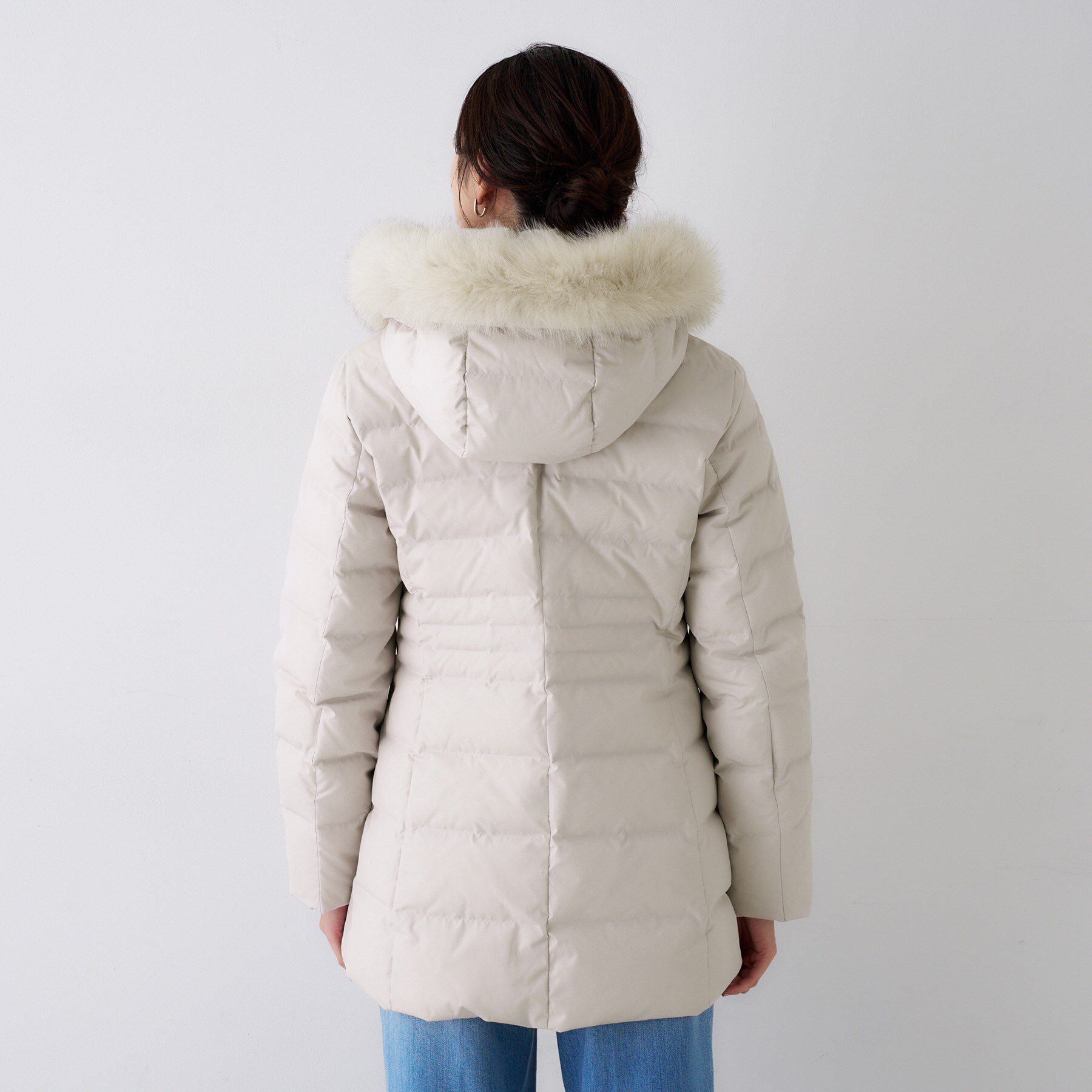 UNTITLED「【はっ水機能/フード取り外し可】ミディダウンコート」|ダウン|