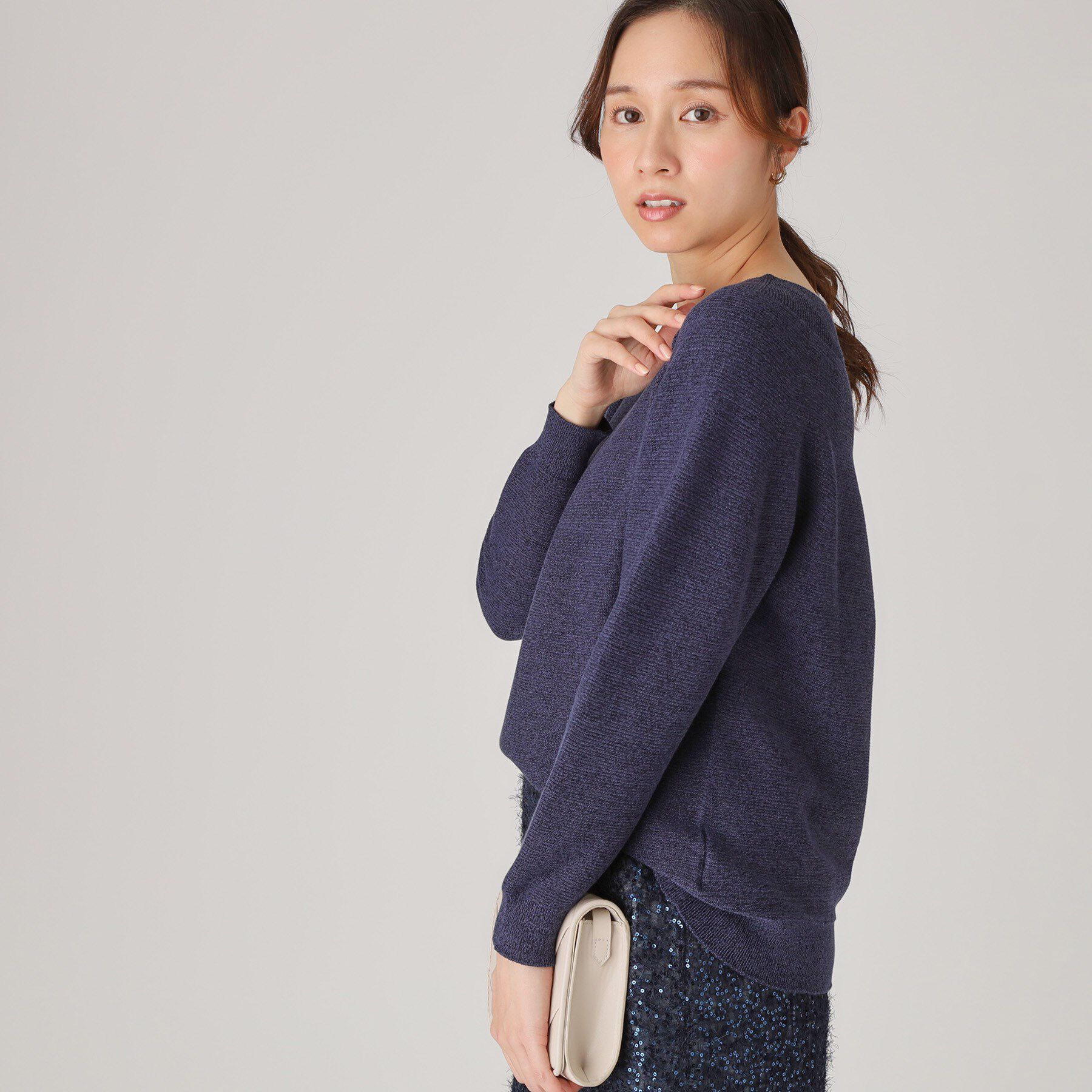 COUP DE CHANCE「【洗える／日本製】無縫製ニットトップス」|ニット・セーター|ネイビー(094)
