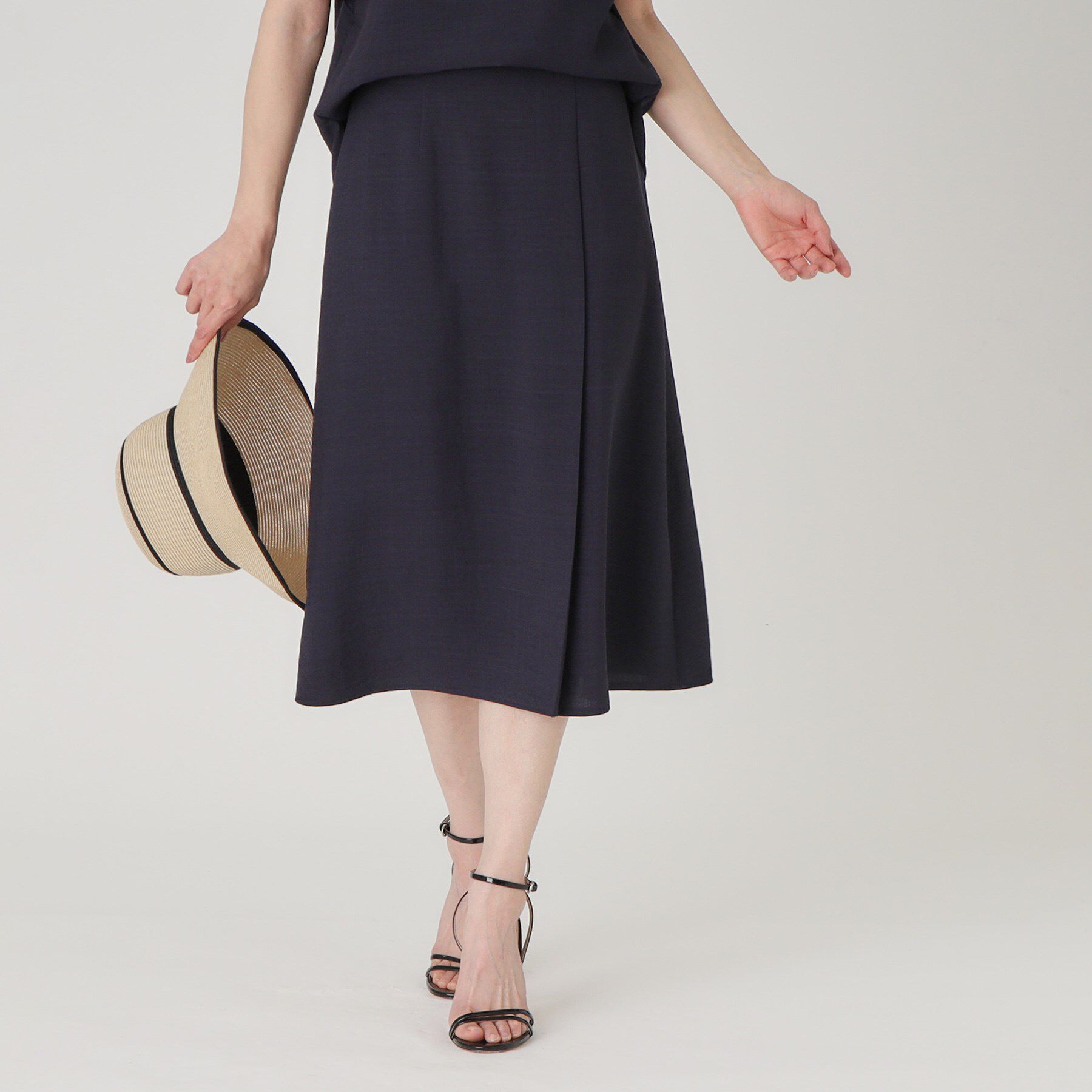 COUP DE CHANCE「【洗える/ウエストゴム】フレアースカート」|スカート|ネイビー(094)