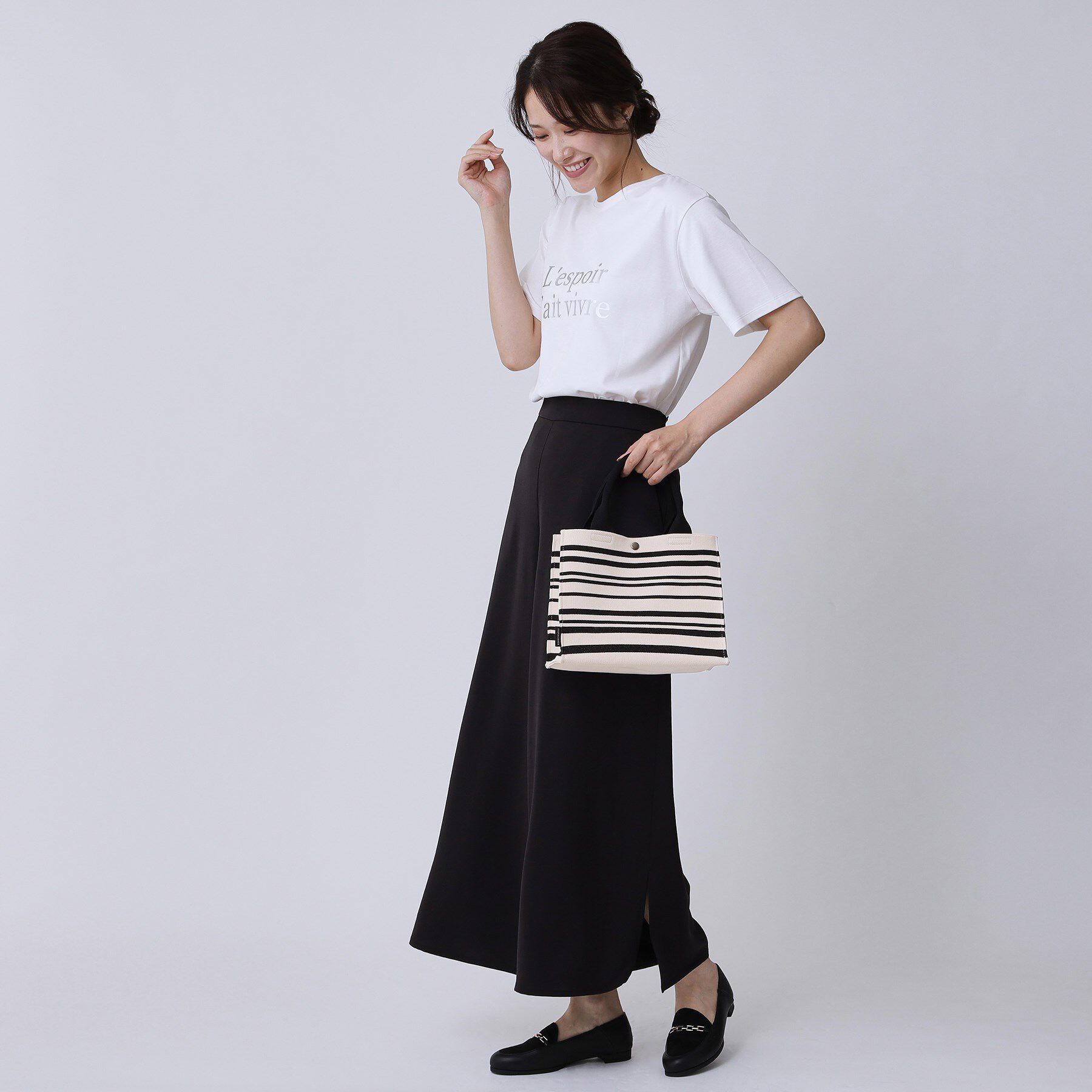 COUP DE CHANCE「トーンリズムニット／大人ボーダー柄／ニットバック」|トートバッグ|