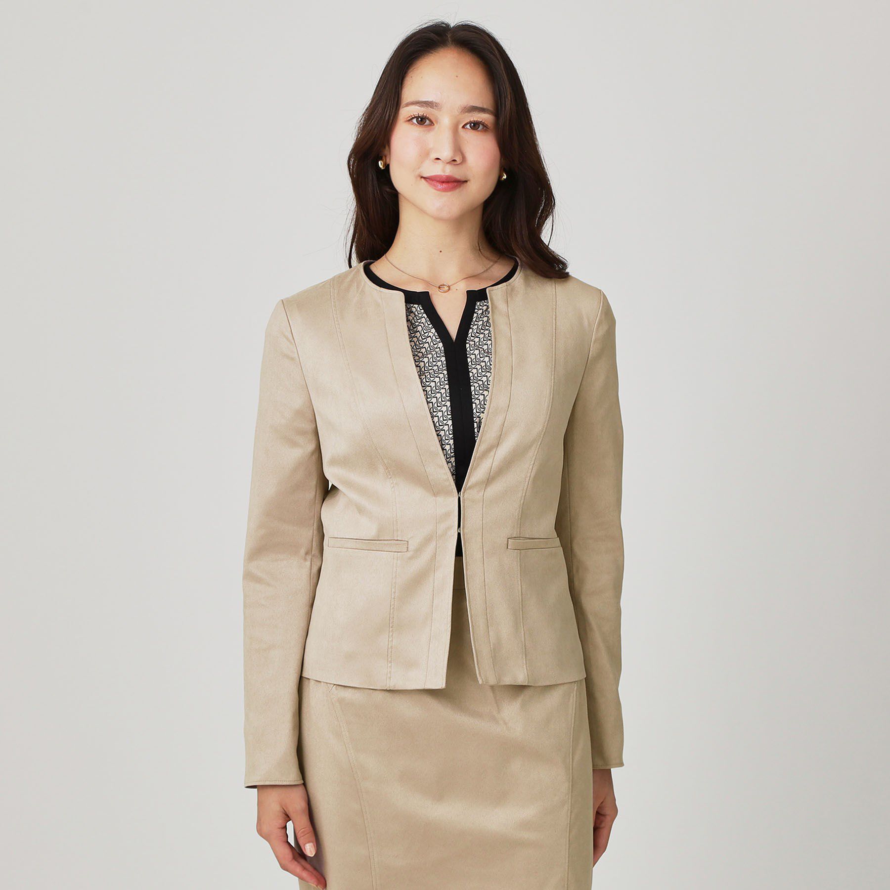 COUP DE CHANCE「【手洗い可／日本製】スェード調ノーカラージャケット」|ノーカラージャケット|