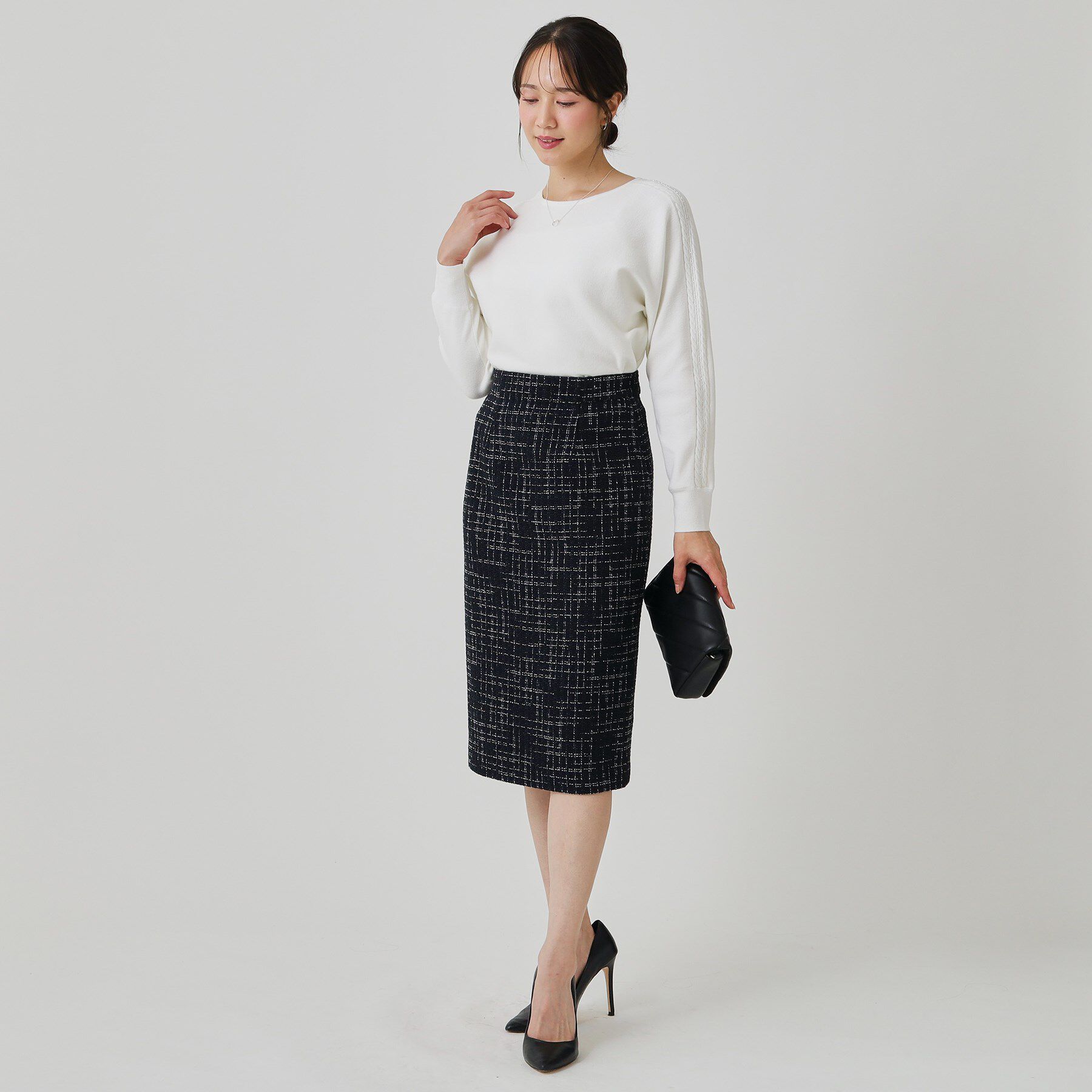 COUP DE CHANCE「【手洗い可】ケーブルビーズ袖デザインニット」|ニット・セーター|