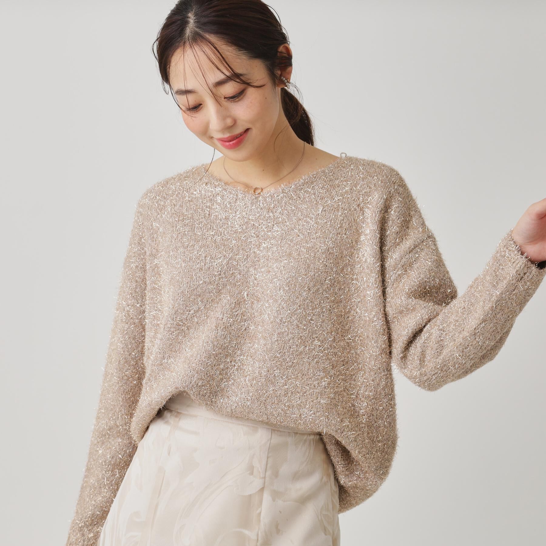 COUP DE CHANCE「【手洗い可】フェザーラメニットトップス」|ニット・セーター|