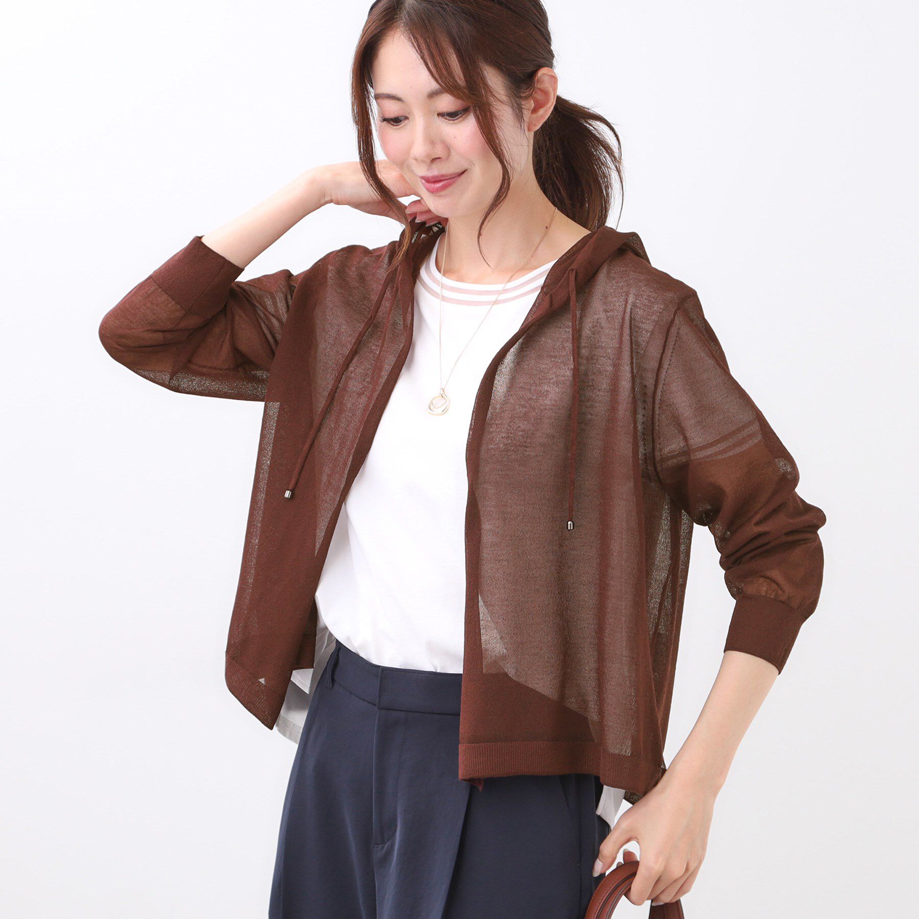 Reflect「【寒暖差対策に◎／手洗い可／旅行や通勤に】フード付きシアーカーディガン」|カーディガン|