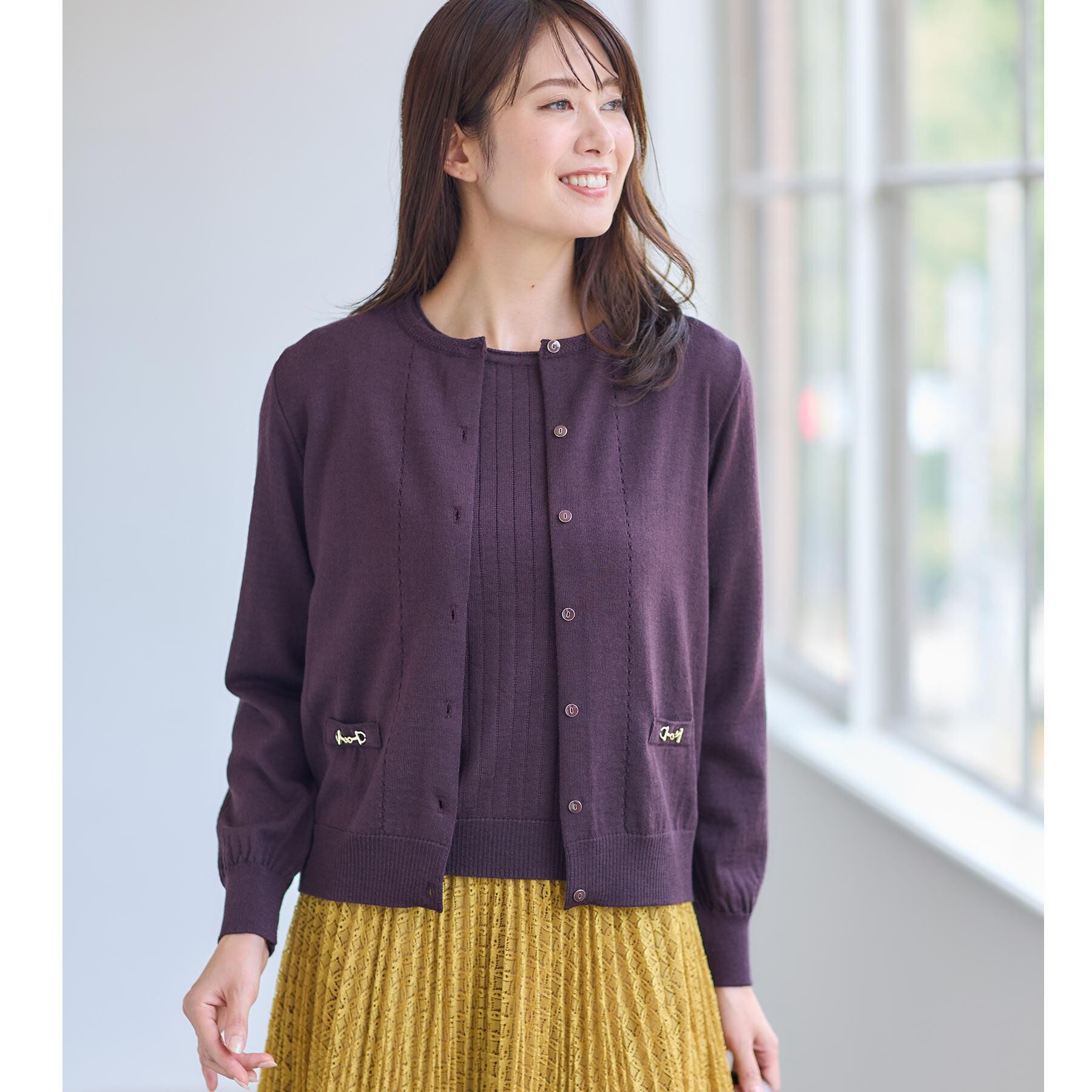 Reflect「【WEB先行カラーあり／インナーにおすすめ◎／アンサンブル可】すっきり見え縦編み柄ニット」|ニット・セーター|