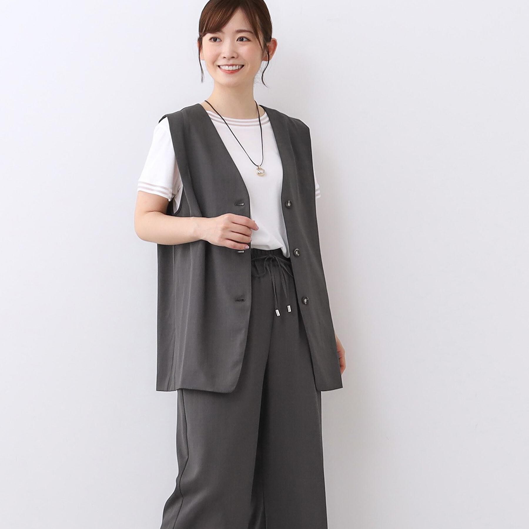 Reflect「【ウエスト総ゴム／セットアップ／単品使いOK◎】ベスト＋ストレートパンツセット」|スーツ|チャコールグレー(0
