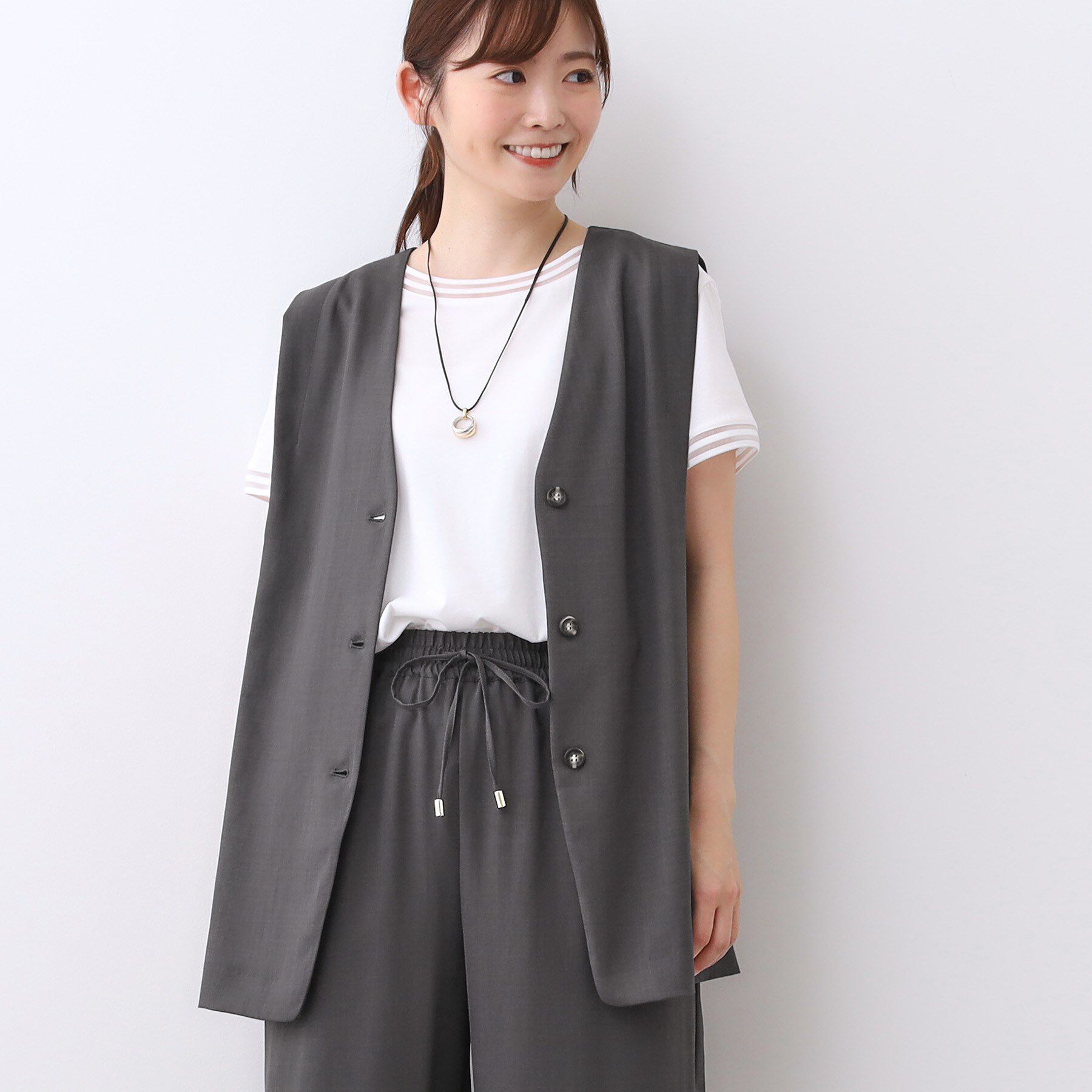 Reflect「【ウエスト総ゴム／セットアップ／単品使いOK◎】ベスト＋ストレートパンツセット」|スーツ|