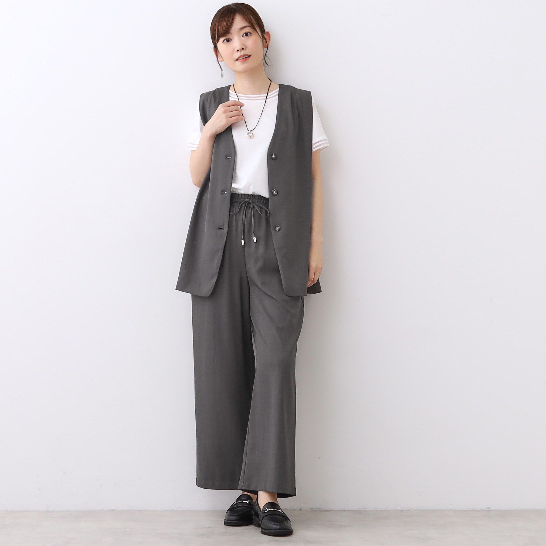 Reflect「【ウエスト総ゴム／セットアップ／単品使いOK◎】ベスト＋ストレートパンツセット」|スーツ|