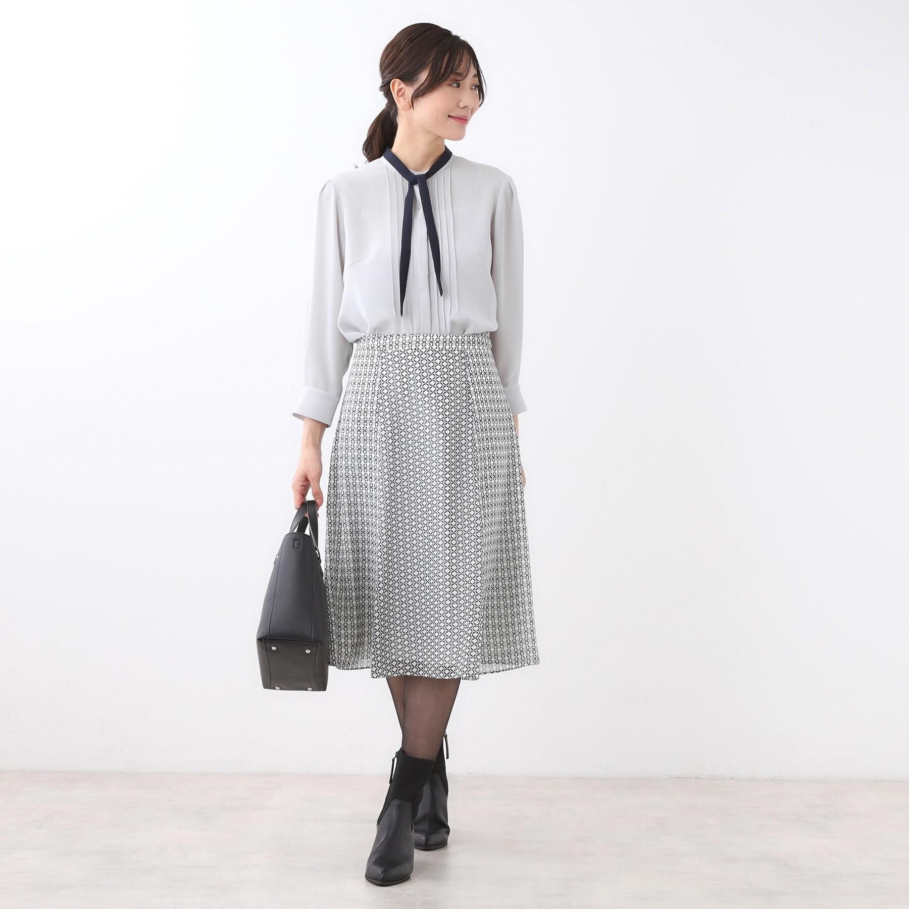 Reflect「【配色ボウタイ付き】八分袖ジョーゼットブラウス」|シャツ・ブラウス|