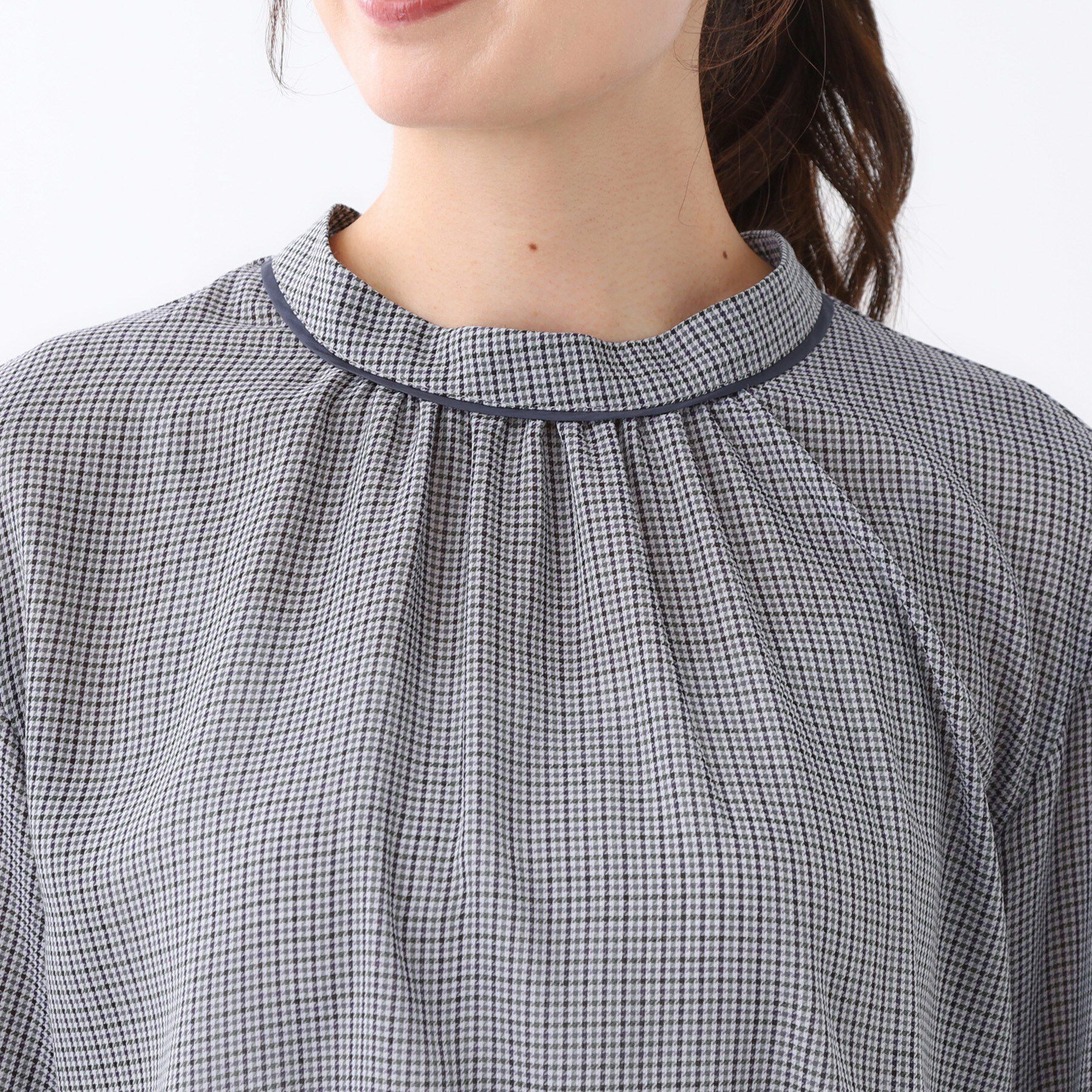 Reflect「【長め丈／ドライタッチ】ガンクラブチェック柄ブラウス」|シャツ・ブラウス|