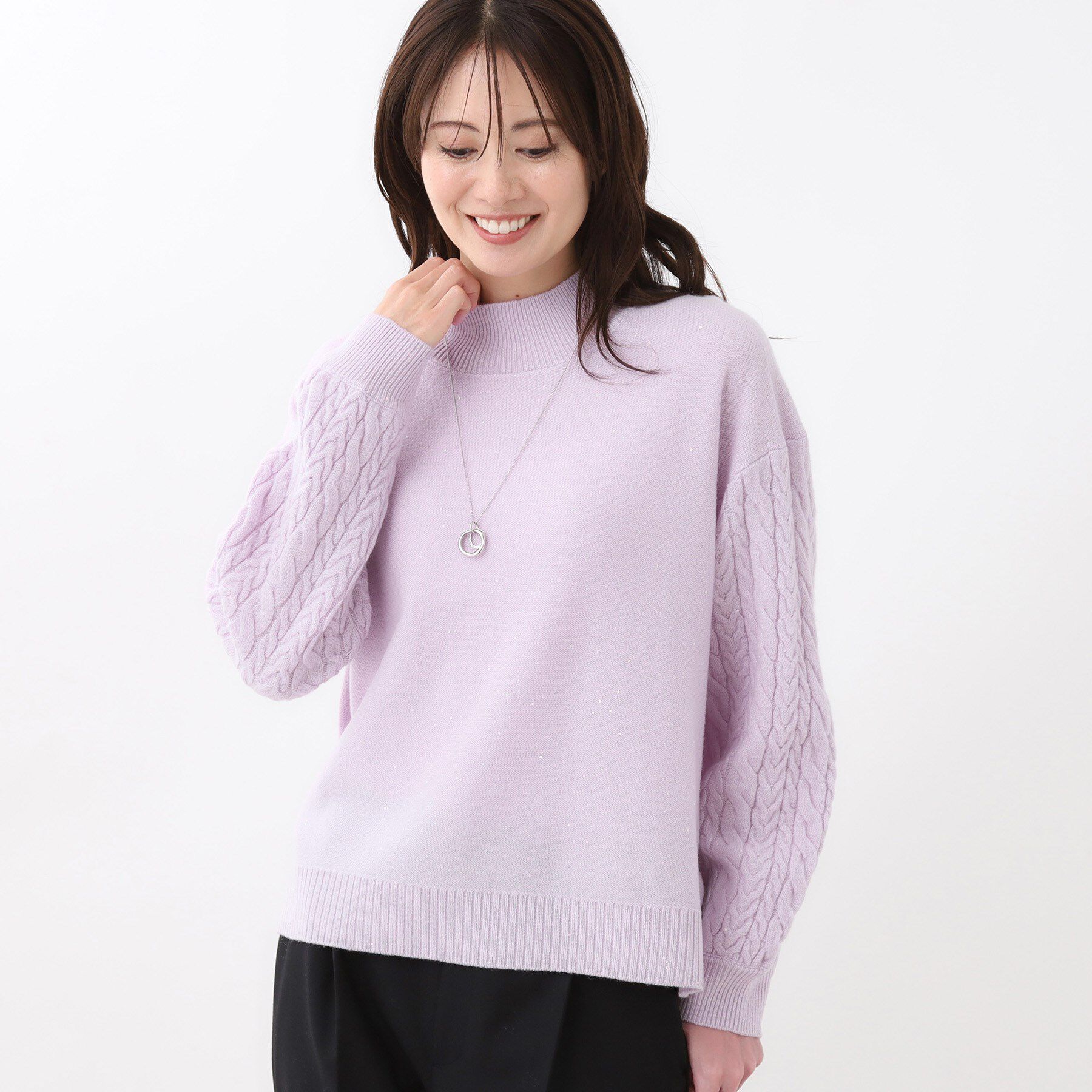 Reflect「【一枚で着映え◎／ゆったりシルエット】ラメ&times;スパンコールウール混ニット」|ニット・セーター|