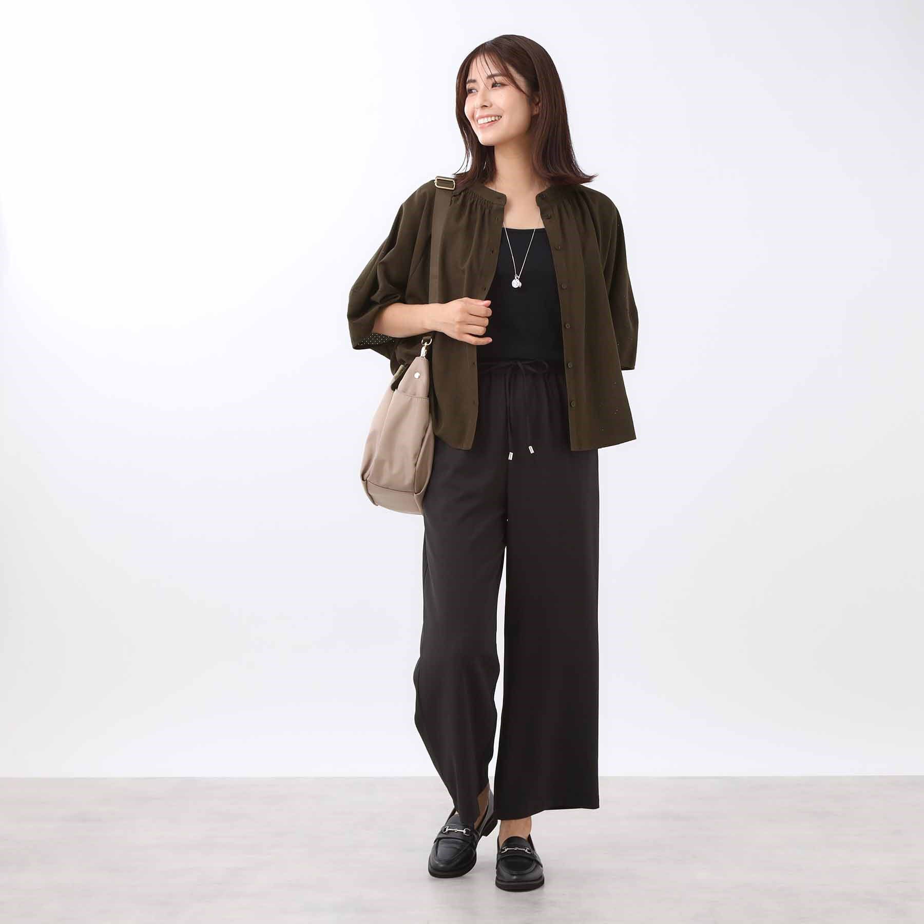 Reflect「【体型カバー／ゆったり着られる◎】バンドカラー七分袖ブラウス」|シャツ・ブラウス|