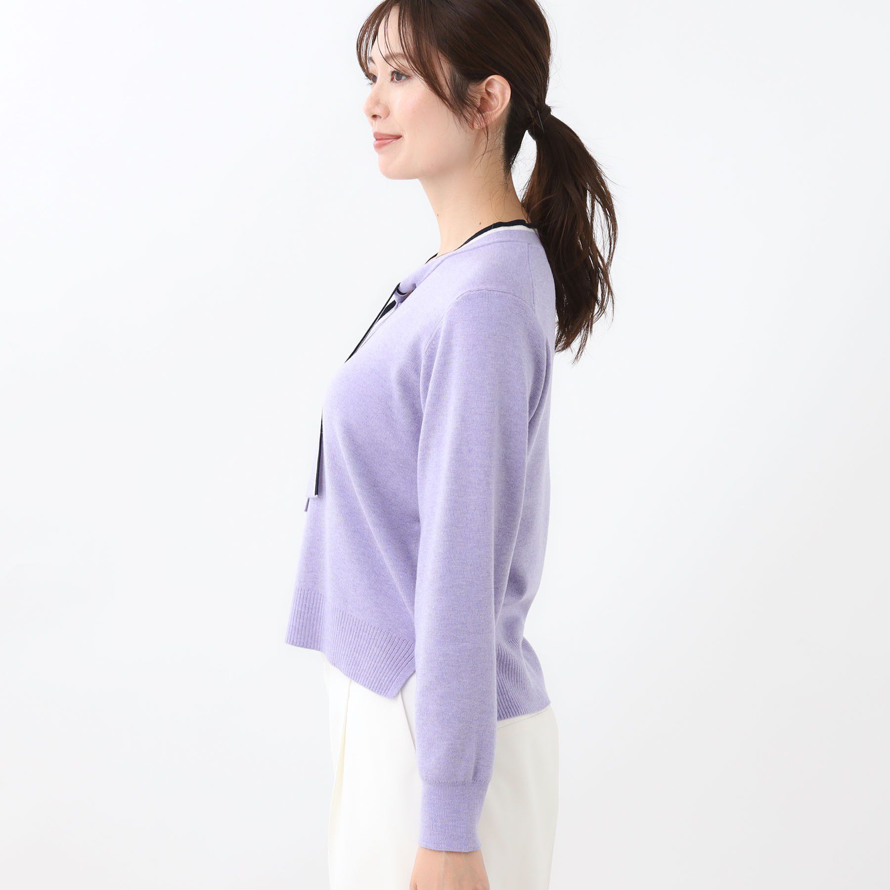 Reflect「【秋映え／なめらかな着心地】バイカラーボウタイ付きニット」|ニット・セーター|