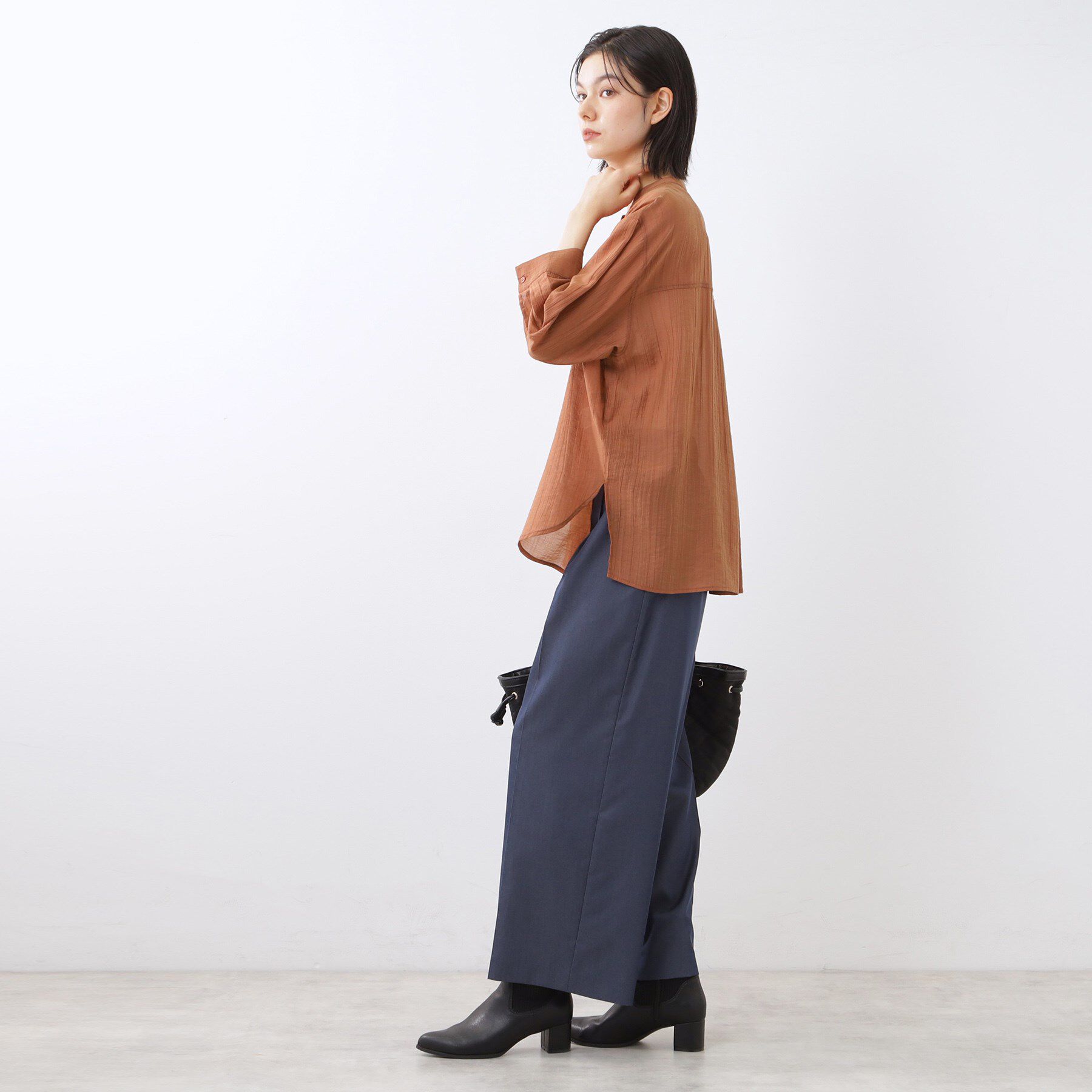 Reflect「【重ね着でも一枚着でも◎】バンドカラーオーバーサイズシャツブラウス」|シャツ・ブラウス|