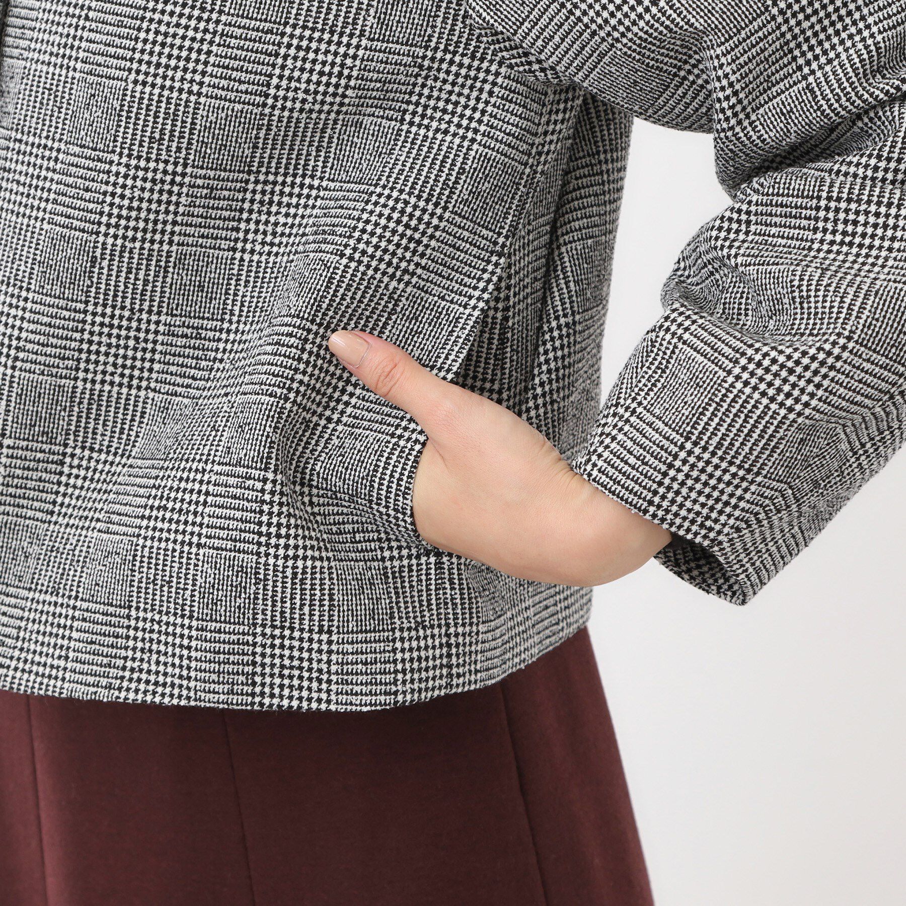 Reflect「【着映え◎／アームホールゆったり】グレンチェックジャコット」|ノーカラージャケット|