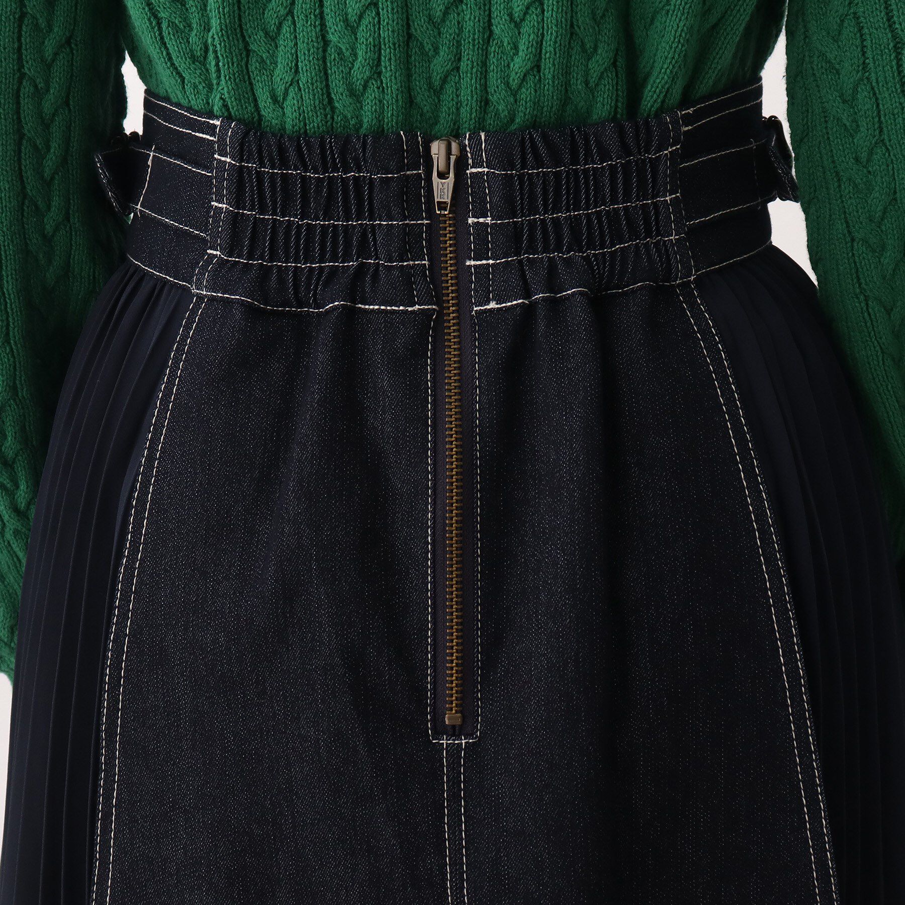 grove「グローブ人気のスカート！デニムサイドプリーツスカート」|スカート|