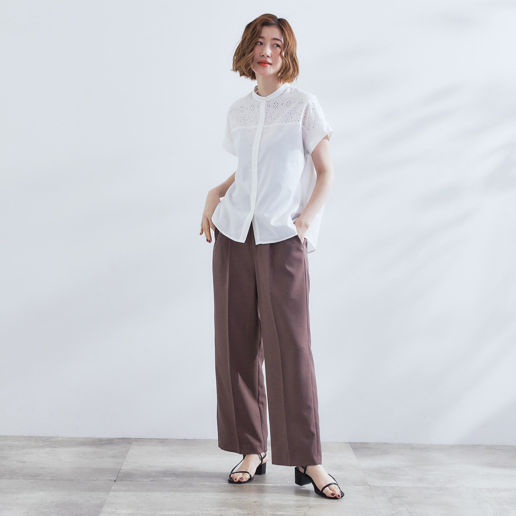 grove「涼やかさと上品さを兼ね備えた　レースシャツブラウス」|シャツ・ブラウス|