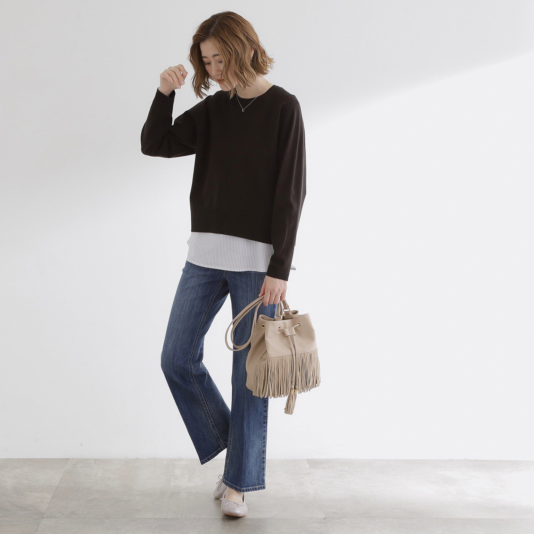 grove「スエードフリンジ巾着ショルダーバッグ」|ショルダー・メッセンジャー|