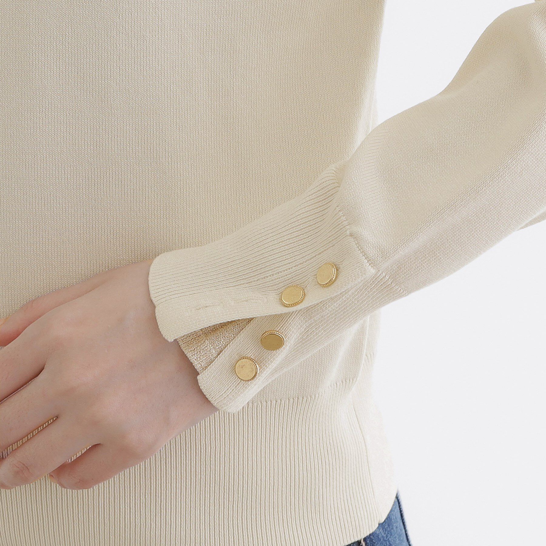 grove「ON/OFF毎日使える！袖口ボタンドロップショルダーニット」|ニット・セーター|