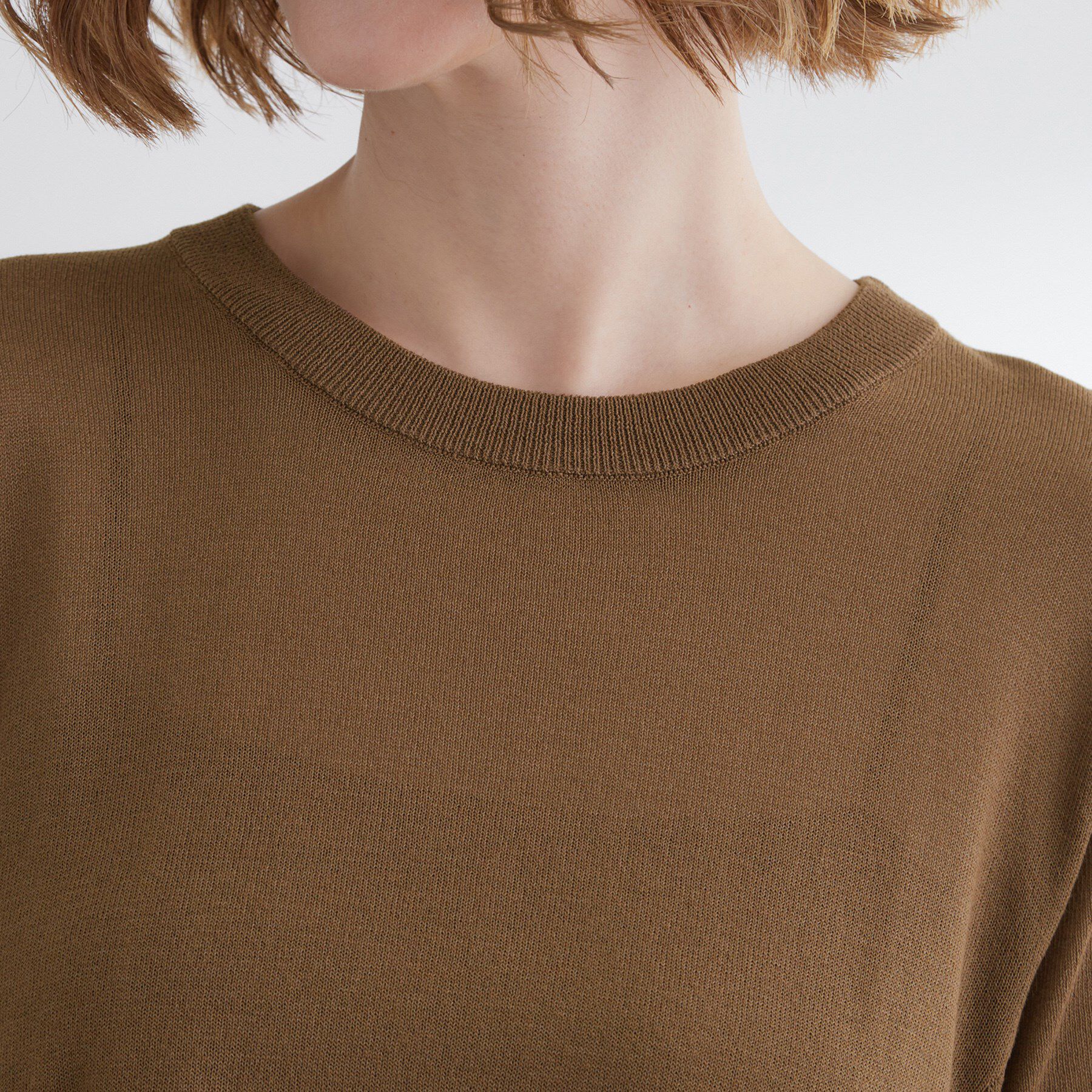 grove「涼やか体型カバー　配色シアーニットプルオーバー」|ニット・セーター|