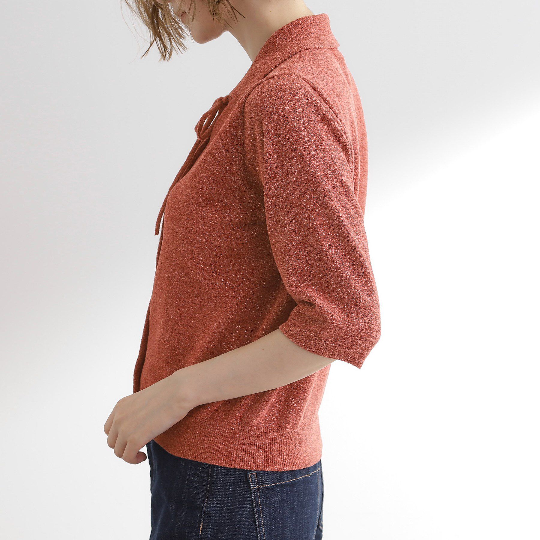 grove「華やぐラメモールで秋先取り　衿付きプルオーバーニット」|ニット・セーター|