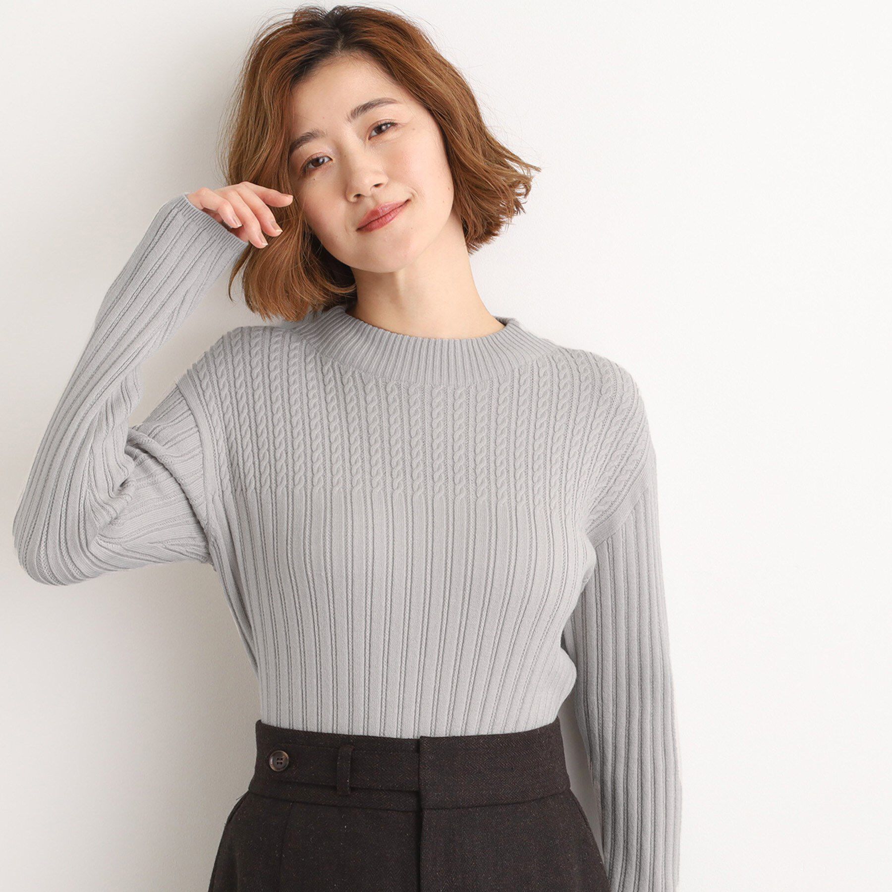 grove「【毛玉軽減／洗える】ミニケーブルニット」|ニット・セーター|