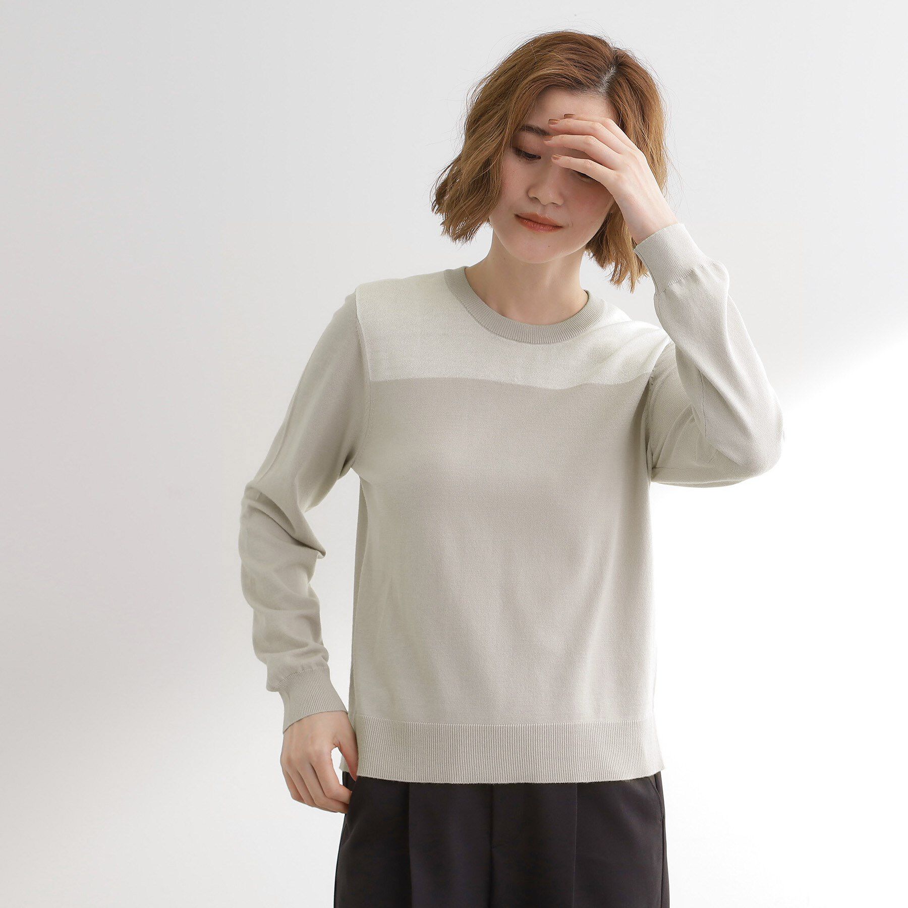 grove「【アンサンブル対応】バイカラー切替ニット」|ニット・セーター|