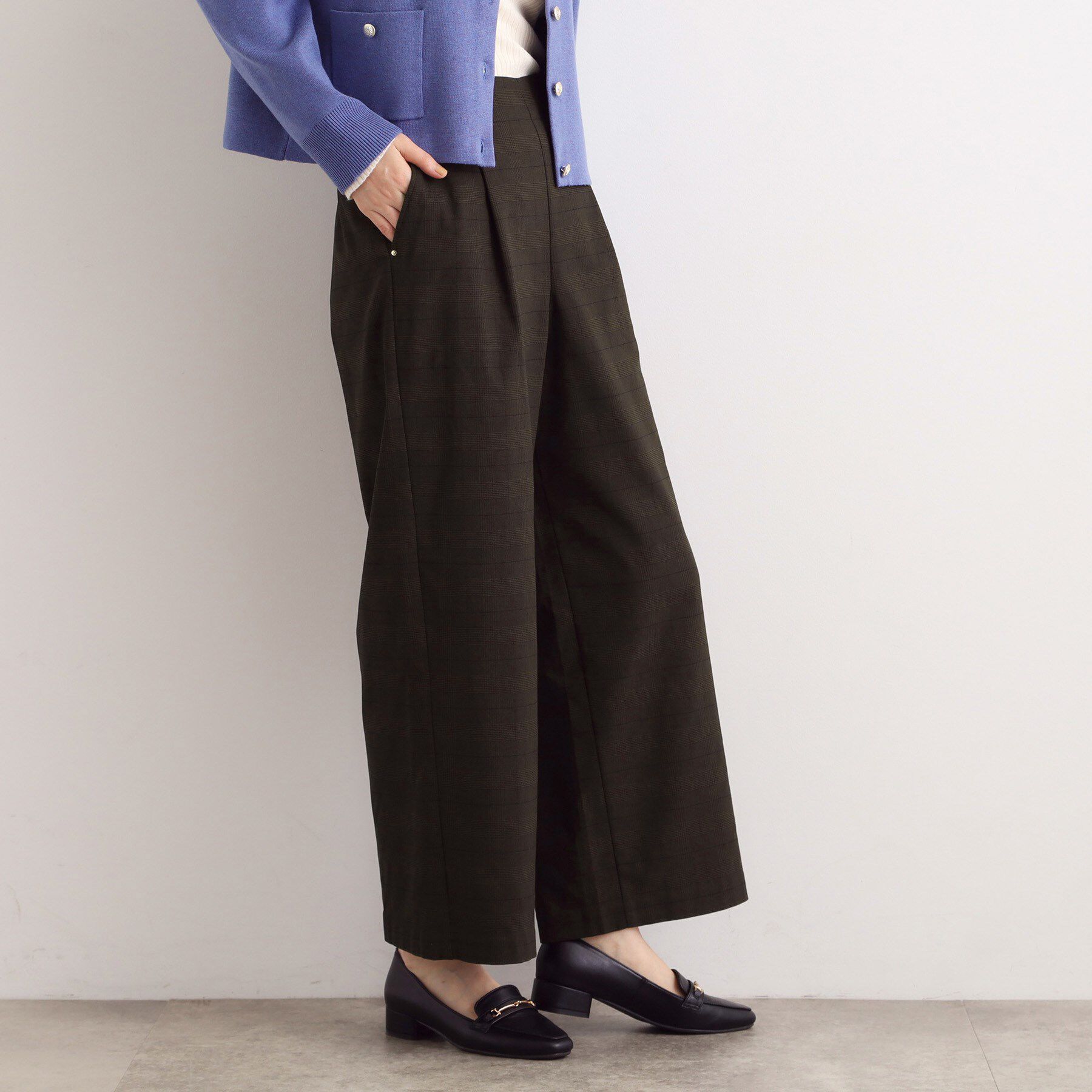 grove「【選べる着丈/多機能】裏起毛ハイパーストレッチワイドパンツ」|その他|ブラウンチェック(2